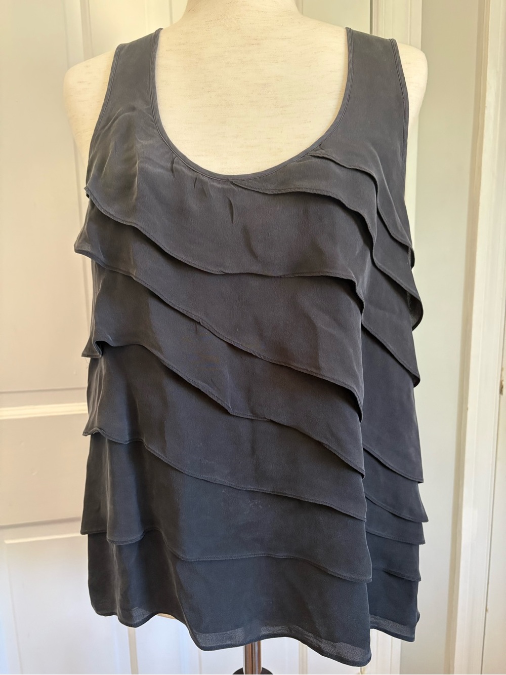 Theory silk shell with ruffles